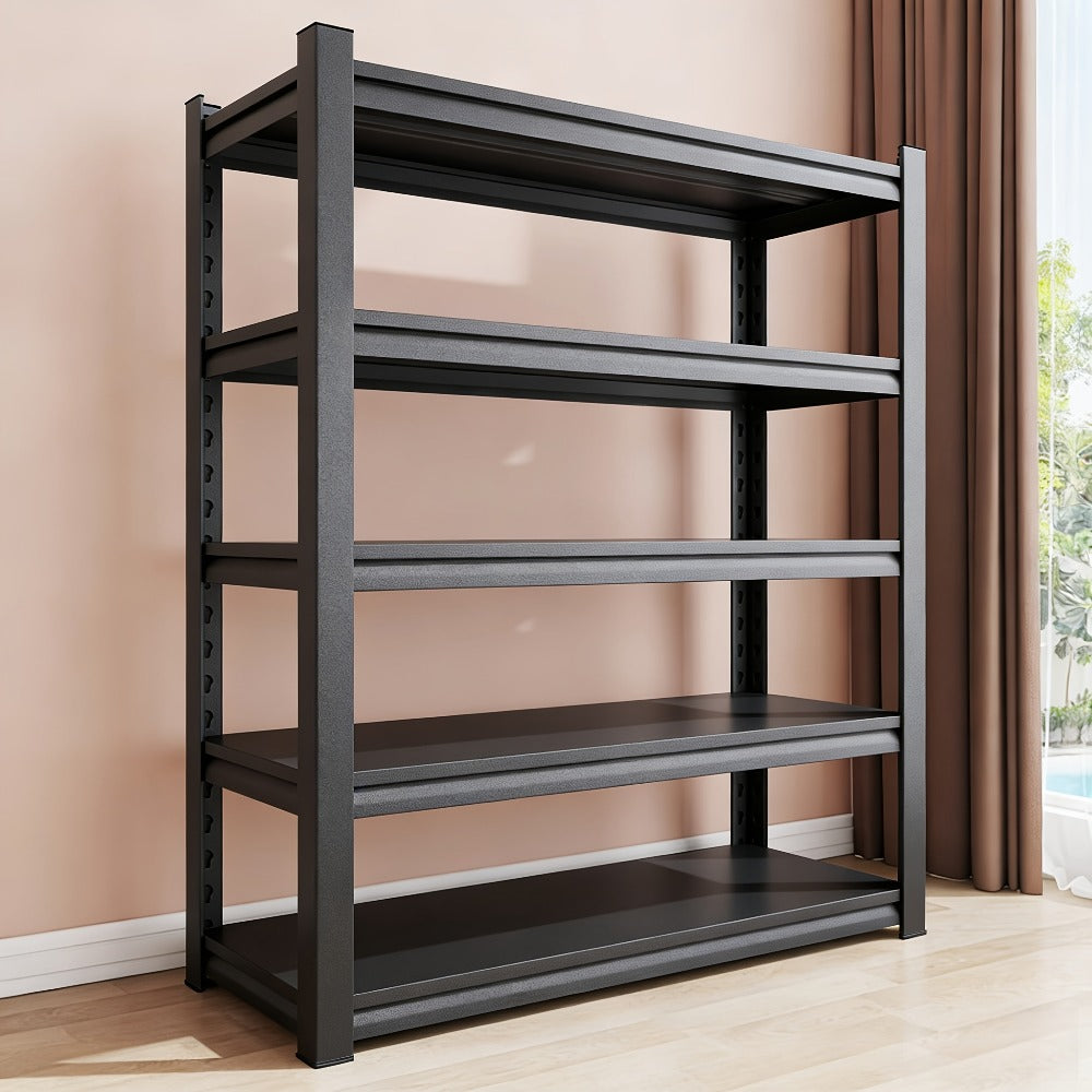 Heavy Duty Metal Shelving Unit 5-Tier - Powder-Coated Steel Storage Rack, 2500 LBS Capacity, Adjustable Height, No-Tool Assembly, for Garage, Basement & Warehouse Organization