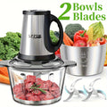 Electric Food Chopper with 2 Bowls & Dual-Level Blades ¨C Mini Food Processor for Grinding Meat Chopping Nuts Salad Prep ¨C Upgraded Compact Kitchen Chopper for Home Use