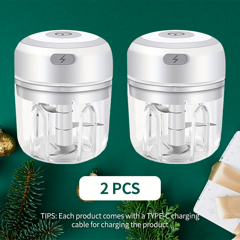 USB Electric Mini Food Chopper & Garlic Crusher, Portable 8.45oz Electric Vegetable Chopper with Meat Grinder Attachment, Rechargeable Kitchen Food Processor for Camping, Picnic & Home Use