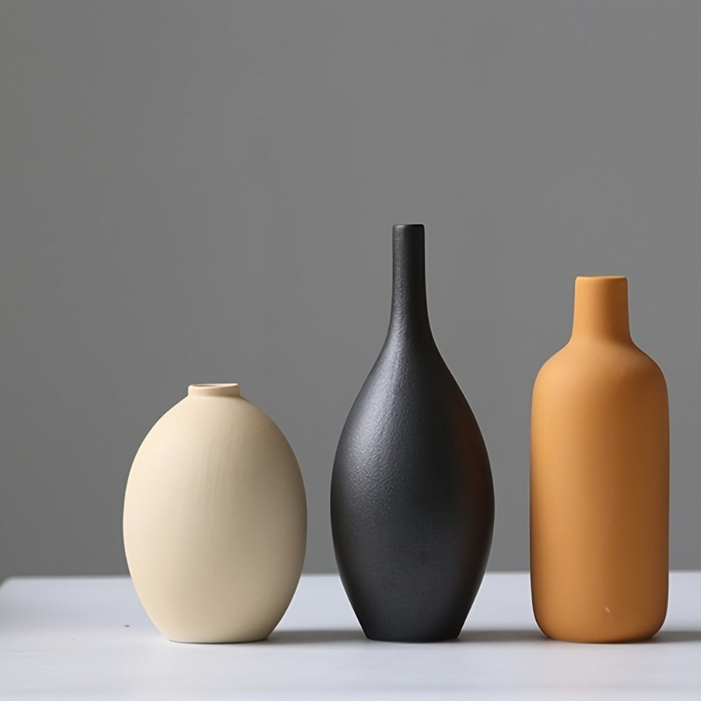 Ceramic Vase Set of 4 Small Vases for Dried Flowers Pampas Grass, Morandi Color Modern Farmhouse Home Decor, Boho Aesthetic Centerpiece Table Decoration Ceramics Vase Set
