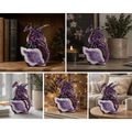 Dragon Figurine Purple Dragon Guarding Crystal Cave Statue 5.5 Inch Polyresin Sculpture Collectible Home Decor for Bookshelf Office Living Room Unique Gift for Birthdays Housewarmings Holidays Fantasy Lovers