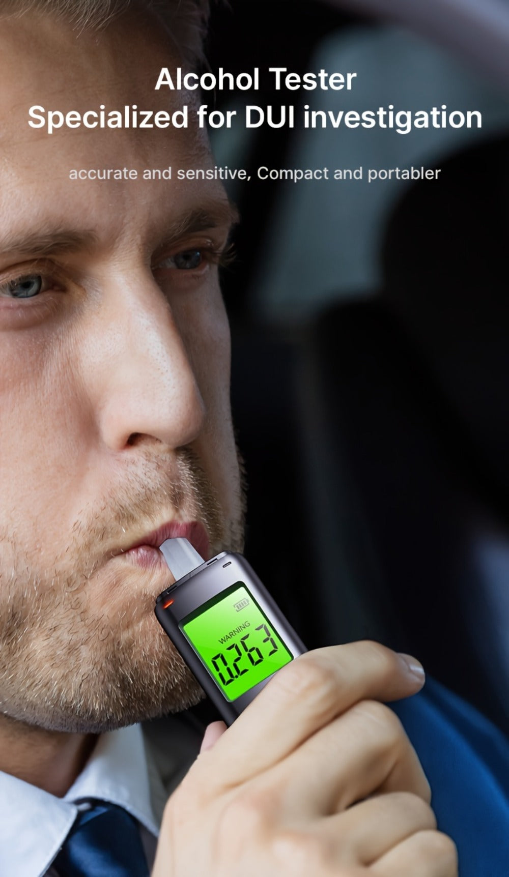 Breathalyzer Alcohol Tester 2-in-1 Rechargeable Dual Mode Blow Activated Digital BAC Tester for Personal Use Drunk Driving Prevention Portable Alcohol Meter