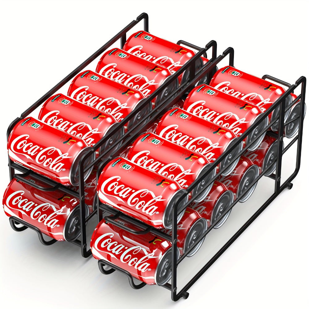 Can Dispenser Rack 2 Pack Stackable Sliding Metal Can Organizer for Kitchen Pantry Cabinet Countertop Canned Food Storage