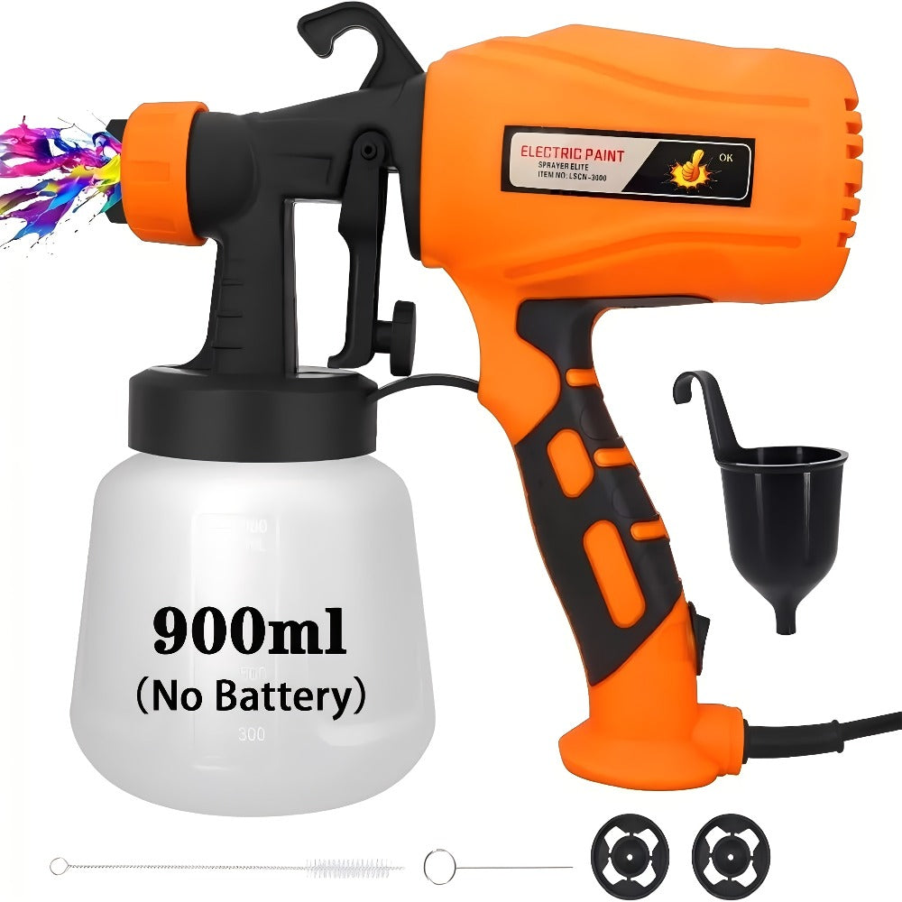 HVLP Paint Sprayer Electric Spray Gun with 3 Spray Patterns & 27oz Container ¨C Cordless Airless Sprayer for House Painting, Furniture, Cabinets, Fence, Walls, Doors, Car DIY Projects