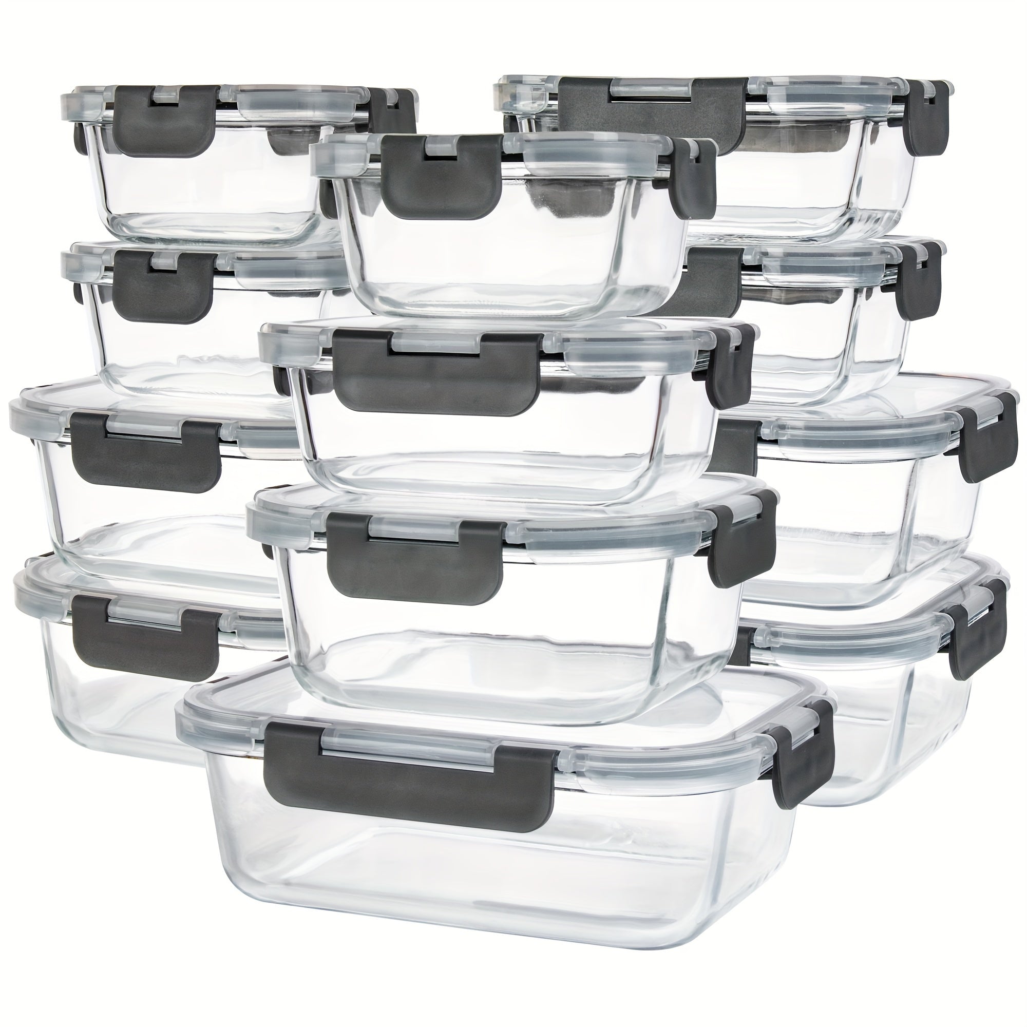 Glass Food Storage Containers with Airtight Lids - Borosilicate Glass Meal Prep Containers Set, Microwave Dishwasher Freezer Safe, BPA Free, Leak Proof Lunch Containers for Kitchen