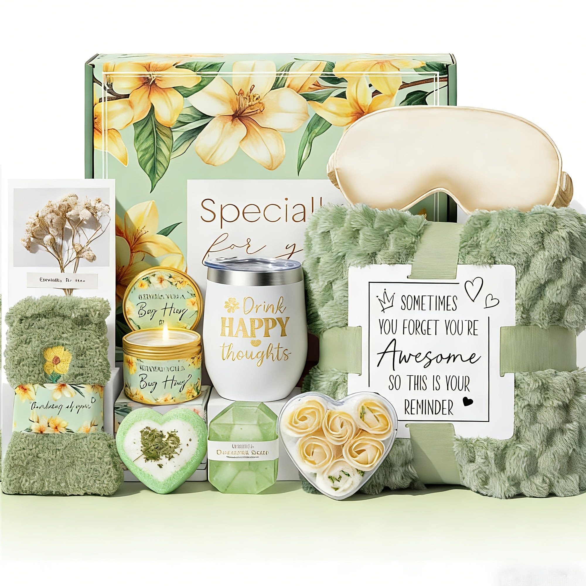 Self-Care Gift Basket for Women - Vanilla Coconut Spa Set with Cozy Blanket, Relaxing Gift for Mom Sister Friend Wife Grandma, Get Well Soon Valentine's Day Birthday Present