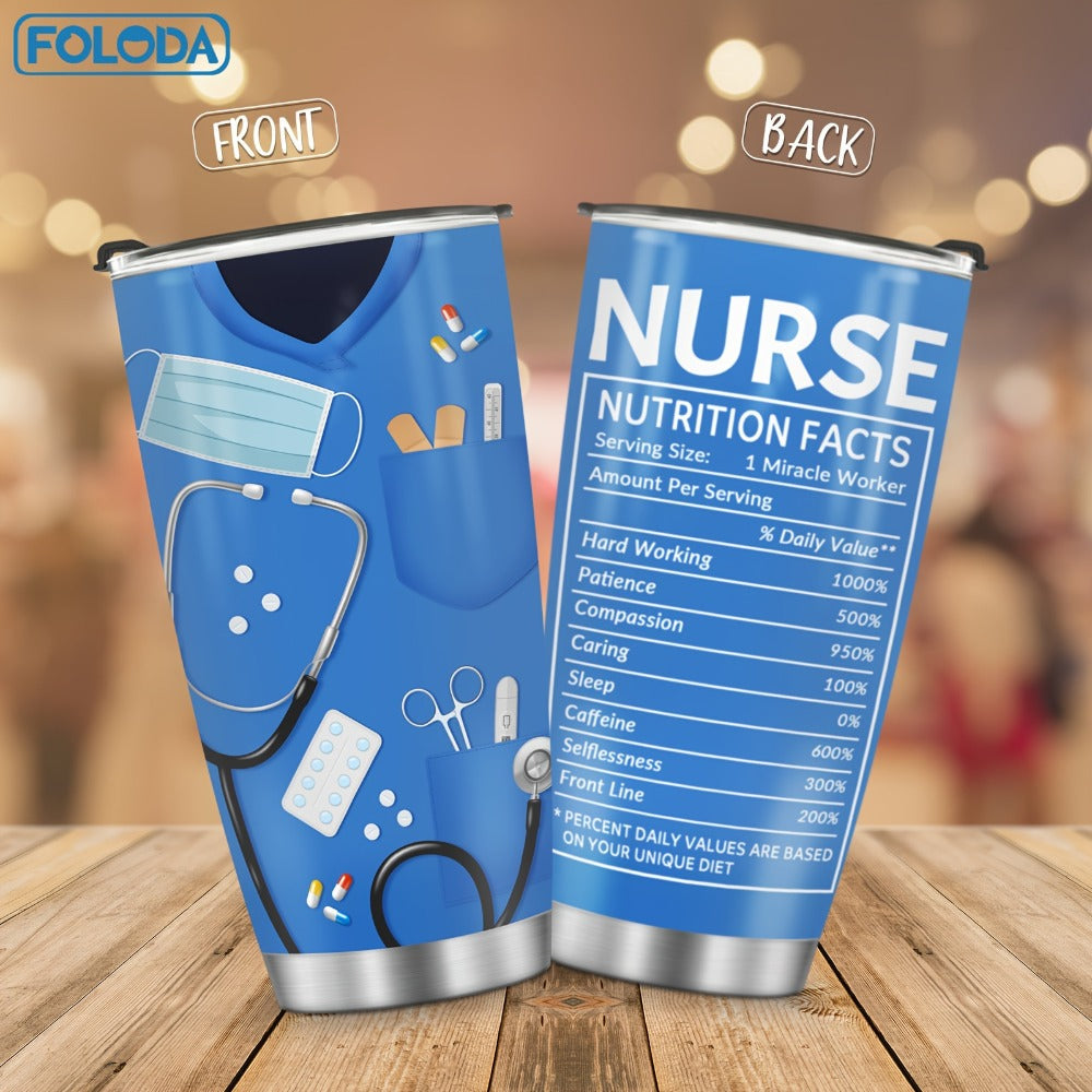 Nurse Tumbler 20oz Stainless Steel Double Wall Vacuum Insulated Travel Mug with Lid Leak-Proof Oval Water Bottle Funny Nurse Design Gift for Nurses Doctors Healthcare Workers Christmas Valentine Appreciation