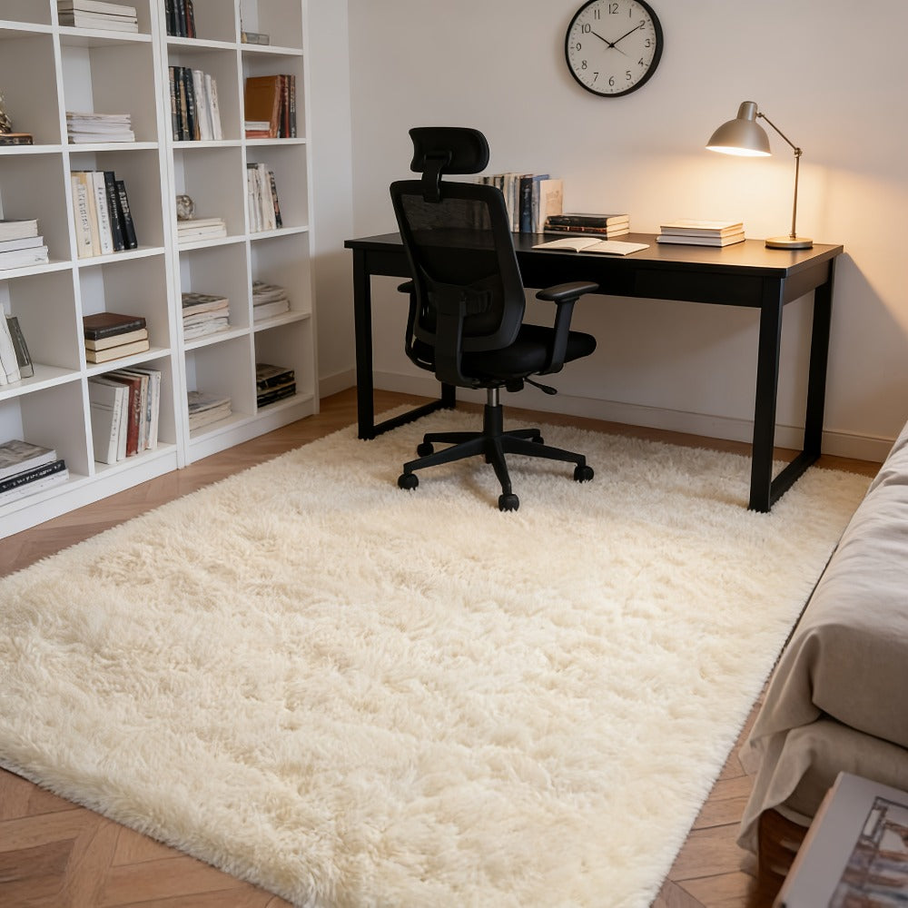 Round Faux Fur Area Rug - Soft Plush Circle Carpet for Living Room Bedroom, Machine Washable, Multiple Colors & Sizes