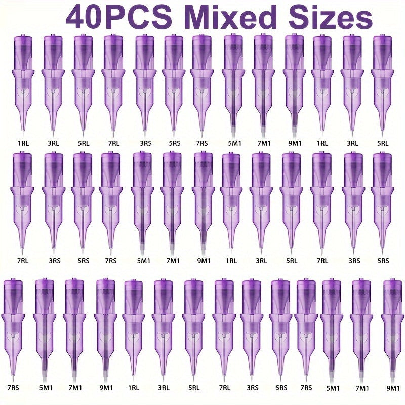 Disposable Tattoo Needles Mixed Size Sterilized RL RS M1 0.35mm ¨C Safety Tattoo Needle Set for Tattoo Artists and Beginners, Body Art Supplies 30 40 100 Piece Bulk Pack