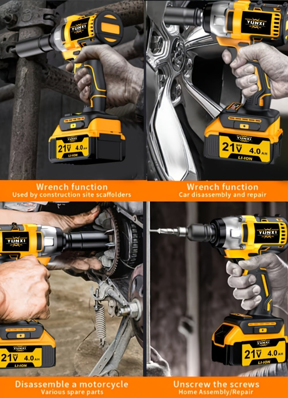 Cordless Impact Wrench Set with Charger Lithium-Ion Portable Electric Wrench Quick Charge for Home Automotive Repair Maintenance DIY Power Tool Kit