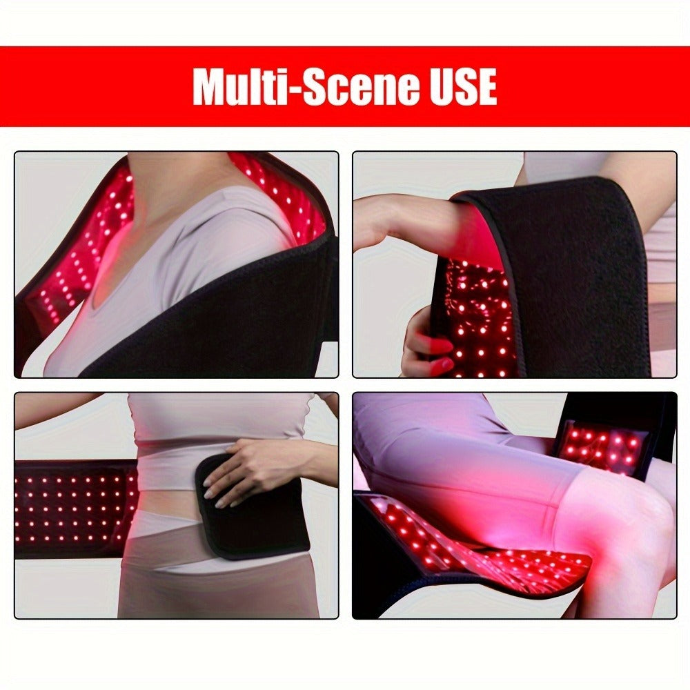 Wearable Red Light Therapy Belt ¨C 660nm & 850nm 3-in-1 Chip Infrared Light Wrap with Timer for Inflammation Relief, Wound Healing & Body Recovery, Portable At-Home Pain Relief Therapy Device, Black