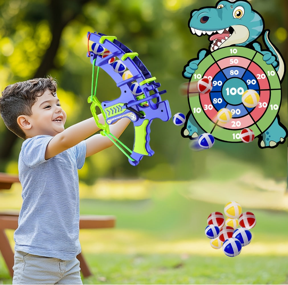 Dinosaur Sticky Target Ball Set with Blue Bow ¨C Multiple Game Modes, Party Favor for Kids, Safe & Durable Fun Toy Gift for Her & Him