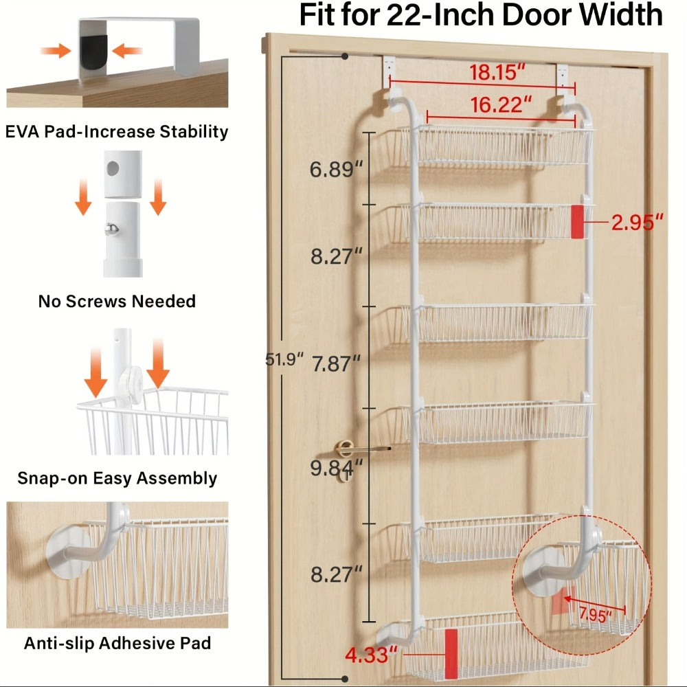 Over-the-Door Metal Organizer Rack 6 & 8 Tier ¨C Pantry Storage, Spice Rack, Kitchen Cabinet Organizer, Holds Up to 80 Lbs