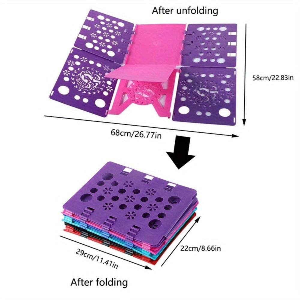 Clothes Folding Board Plastic Laundry Folder with Alignment Guide ¨C Fast & Easy T-Shirt Folder, Ergonomic Closet Organizer for Neat Clothes Folding, Multi-Color, Laundry Room & Bedroom Accessory