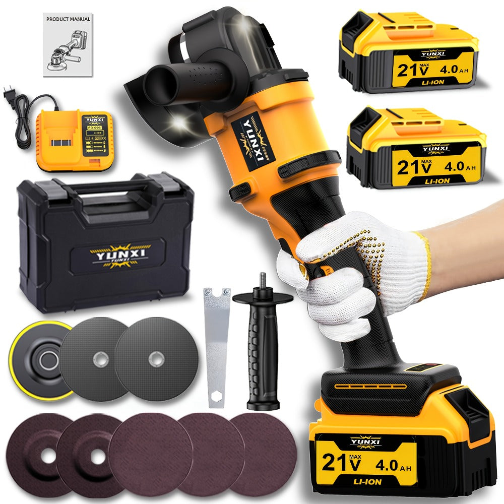 Rechargeable Angle Grinder Cordless Lithium Battery Polishing Rust Removal Tool Lightweight Handheld Grinder for Men Women