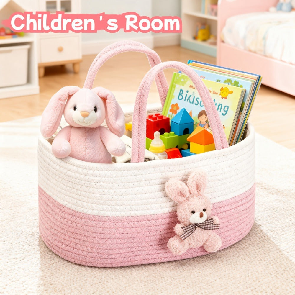 Cute Animal Woven Storage Basket ¨C Decorative Desktop Organizer for Remote Controls, Toys, Stationery & Small Items ¨C Bear, Bunny, Elephant & Giraffe Styles for Home, Nursery & Gift