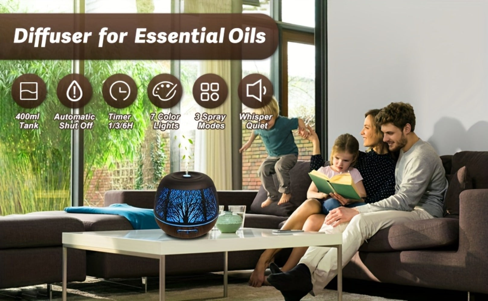 Essential Oil Diffuser 400ml Large Capacity Metal Aromatherapy Diffuser with Remote Control 7 Color LED Light Humidifier for Bedroom Home Decor Gift Owl Skull Dragonfly Design