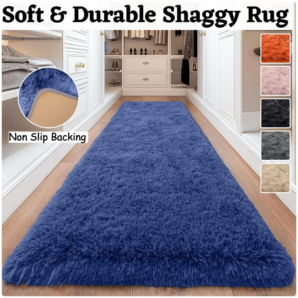 Shaggy Area Rug 4x6 - Soft Plush Non-Slip Indoor Carpet for Living Room Bedroom, Machine Washable Floor Mat in Navy White Beige Black Grey