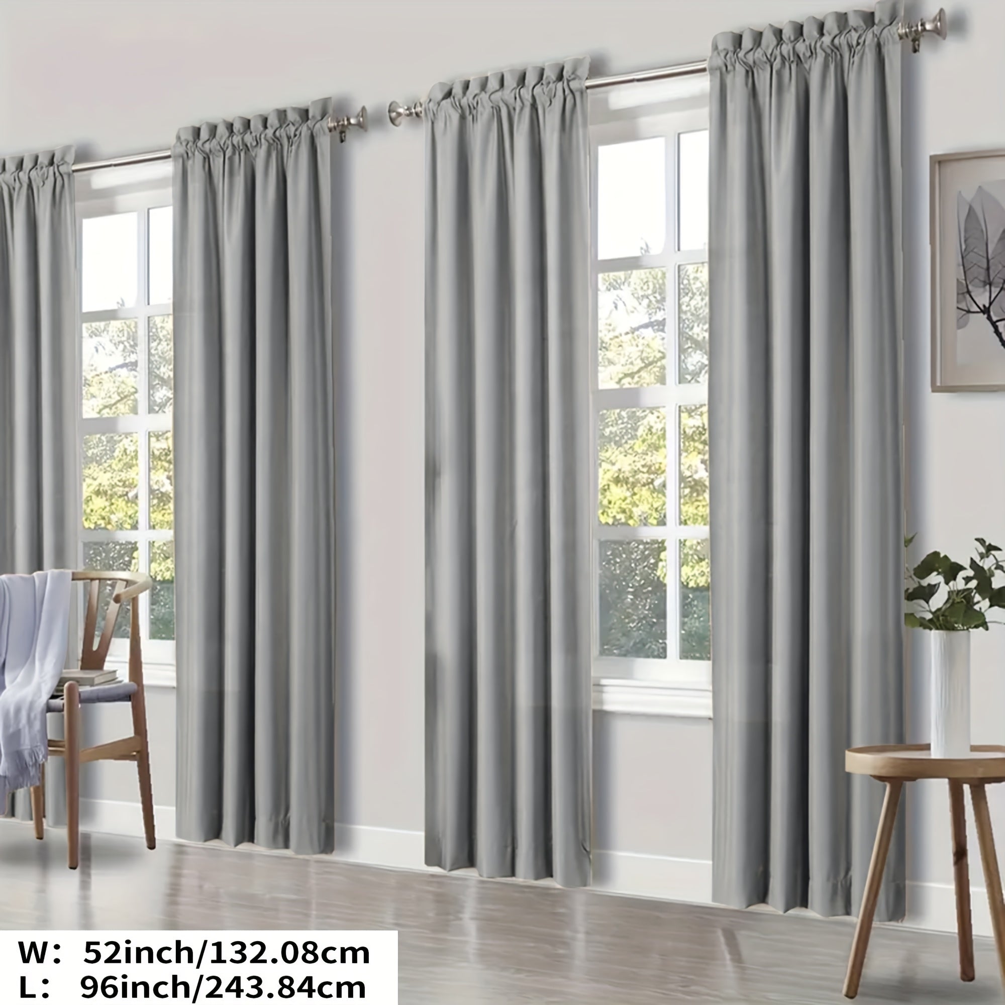 Blackout Curtains 4 Panels Thermal Insulated Room Darkening Drapes ¨C Rod Pocket, Energy Saving, Solid Color for Bedroom & Living Room, 7 Colors & Multiple Sizes