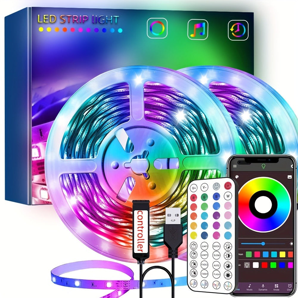 Smart RGB LED Strip Lights 10M 32FT Remote Control Color Changing Atmosphere Lights for Bedroom Room Party Halloween Christmas Wedding Home Decor