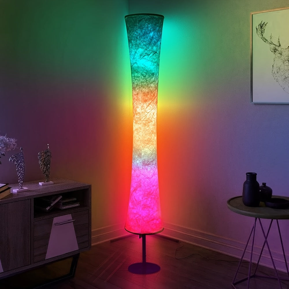 RGB Color Changing Floor Lamp 60 Inch ¨C Fabric Shade Standing Lamp with 16 Million Colors, App & Remote Control, Music Sync, Adjustable Brightness for Living Room Bedroom Party Decor (1pc / 2pcs)