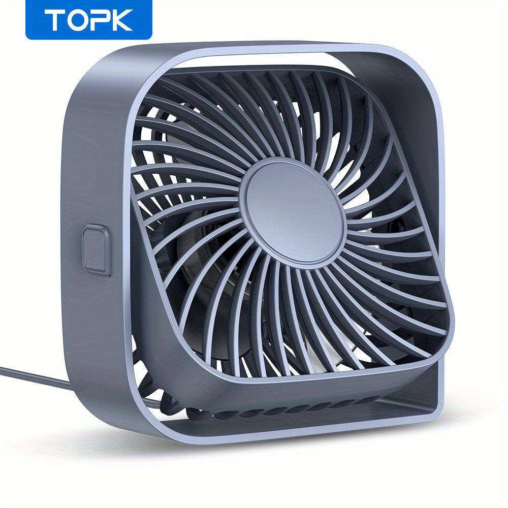 USB Desk Fan Portable, Small Personal Fan 3 Speed Settings 360¡ã Rotation Silent Operation, Compact Lightweight USB Powered Cooling Fan for Home Office Dorm Bedroom Travel, Grey Blue Pink White