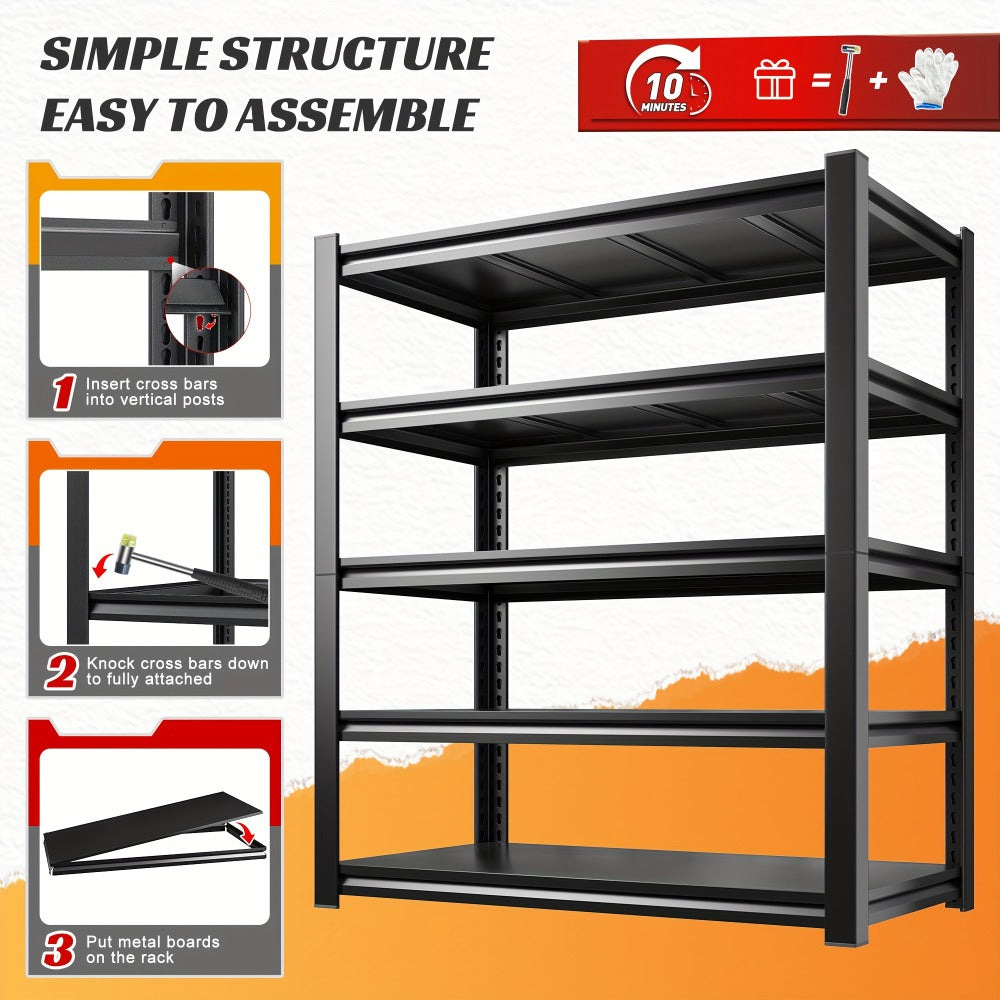 Heavy Duty Metal Garage Shelving Unit 72¡±H - Adjustable Steel Storage Shelf Rack for Garage, Basement & Warehouse