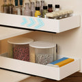 Pull-Out Cabinet Organizer 2-Pack Retractable Slide-Out Storage Bins No Drill Removable Kitchen Pantry Bathroom Shelf Organizer Boho Style Plastic Drawer Basket