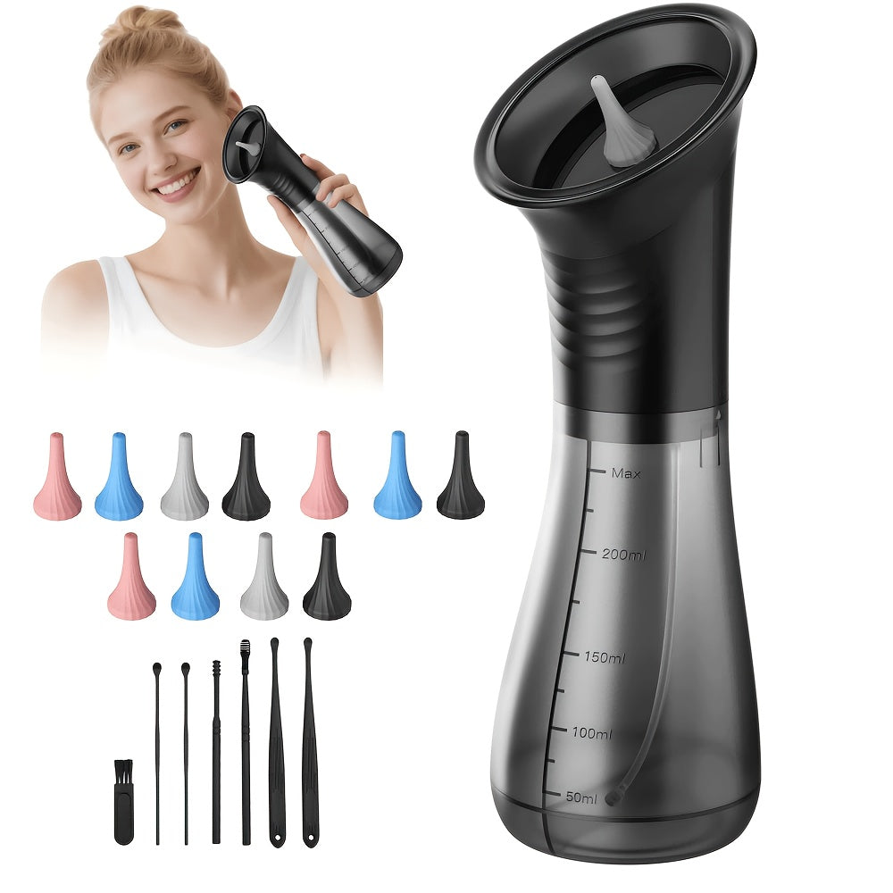 Electric Ear Wax Removal Kit with One-Piece Waste Tank ¨C Water Temperature Sensor, 2000mAh Battery, LED Power Display, Professional Safe Ear Irrigation Cleaner