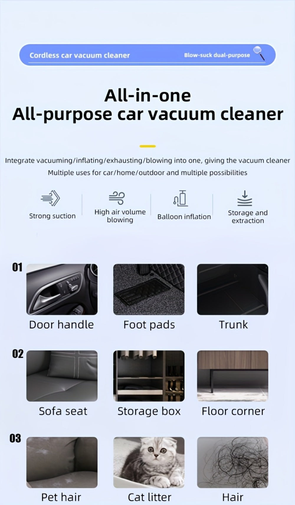 Cyclone Handheld Vacuum Cleaner Cordless Rechargeable with Strong Suction - Lightweight Portable for Home, Office, Car & Pet Hair, Allergy-Friendly Quick Cleanup Dust Buster, Easy to Use & Carry