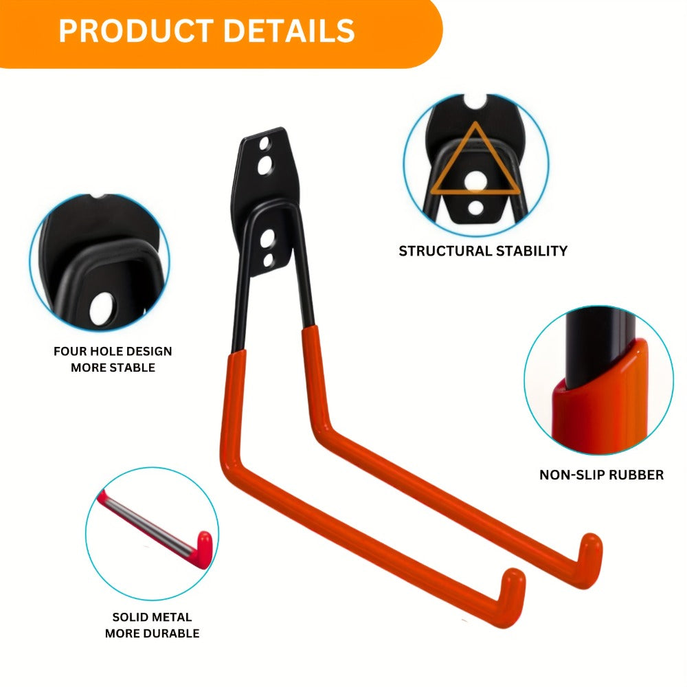 Heavy Duty Garage Wall Hooks Storage Rack - Iron Utility Hooks for Power Tools, Ladders, Bikes, Ropes - Wall Mount Organizer for Garage, Warehouse, Workshop & Garden (4/14/17pcs)