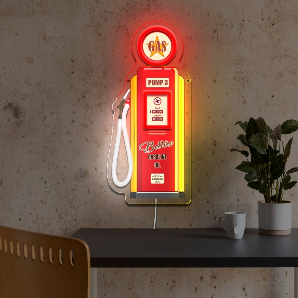 Neon Sign USB Powered Retro Wall Hanging Light - UV Reactive LED Art Decor with Switch Control for Bedroom Bar Man Cave Game Room Festival Party Decor Gas Tank Fire Extinguisher Design