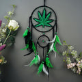Bohemian Dream Catcher with Feathers & Leaf Embroidery ¨C Boho Wall Hanging Decor for Bedroom, Bedside, Cabin & Living Room ¨C Handcrafted Woven Dreamcatcher Gift for Women and Men