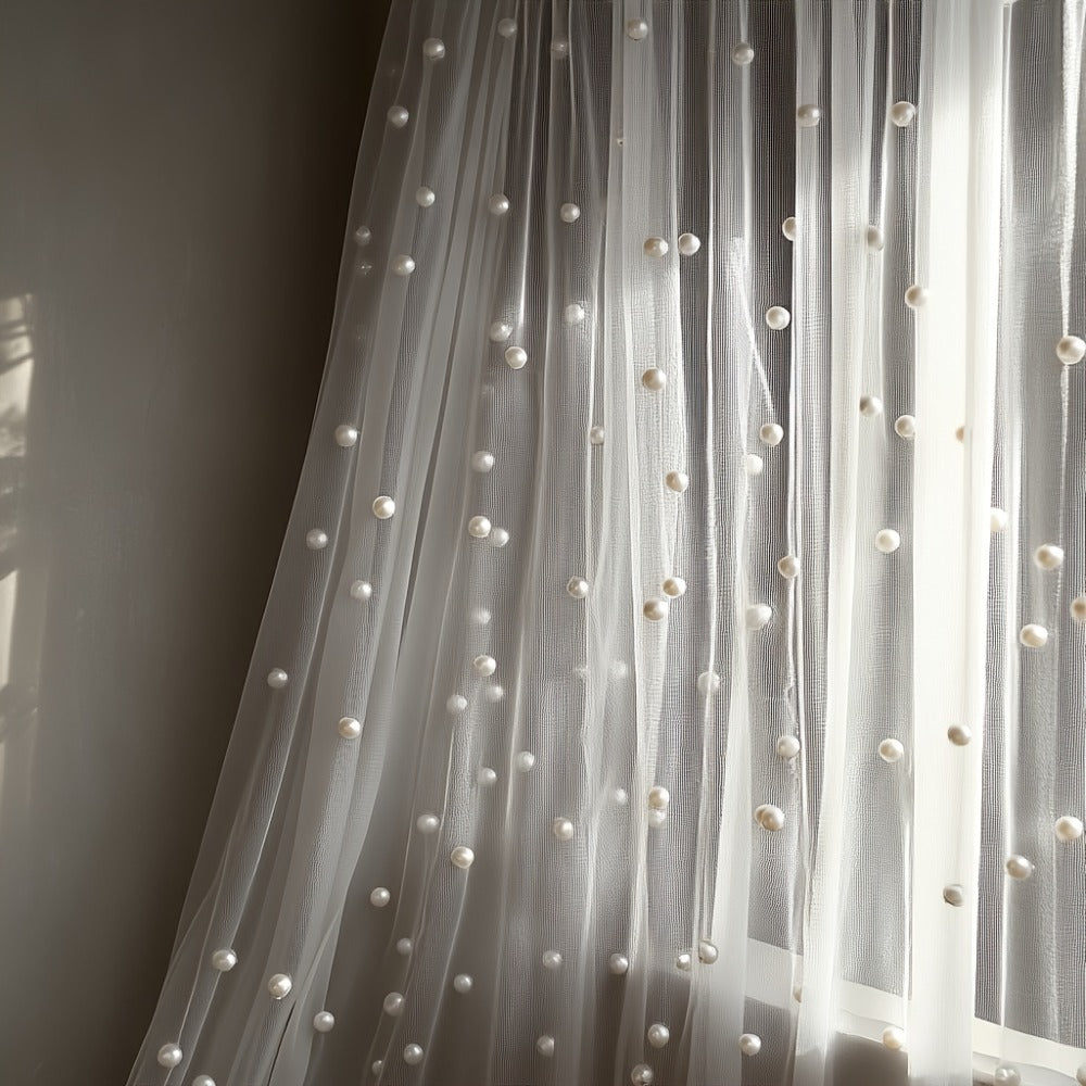 White Pearl Sheer Tulle Fabric Roll 160x300cm ¨C Elegant Organza Mesh for Wedding Backdrop Table Skirt Window Drape Party Decoration Bridal Shower Baby Shower Festive Event Decor