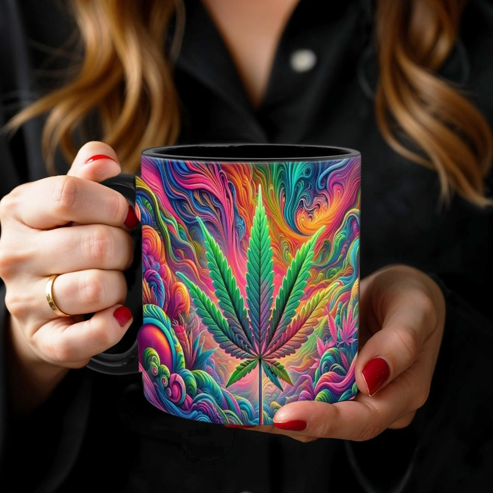 Psychedelic Print Ceramic Mug 11oz ¨C Unique Artistic Coffee Mug for Living Room Office & Cafe | Cool Gift for Friends | Novelty Tea Cup with Bold Colorful Design