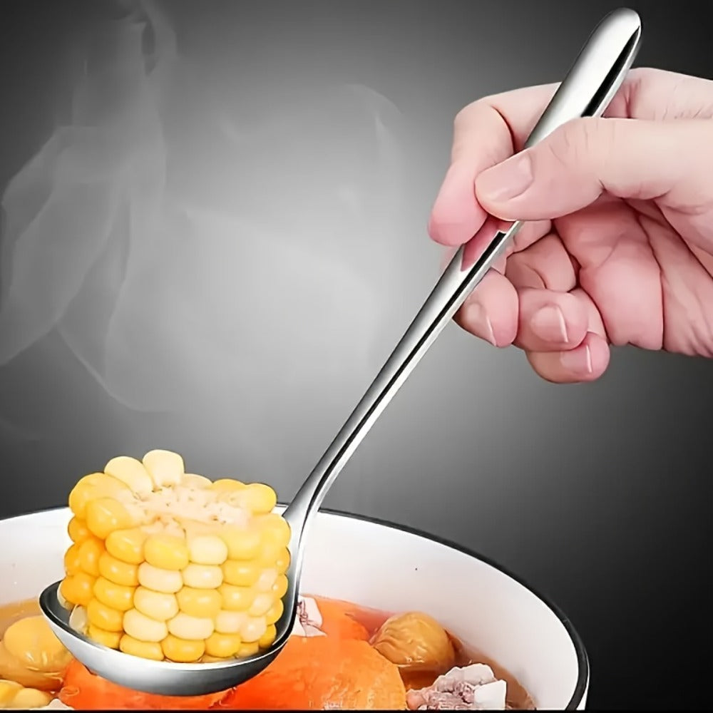 304 Stainless Steel Long Handle Soup Spoons Set | Hot Pot Spoon for Soup Porridge Restaurant Kitchen