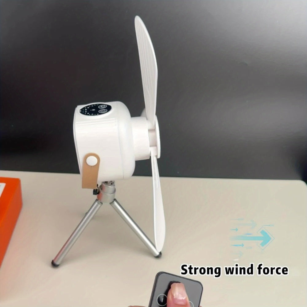 Portable Tent Fan with Remote Control USB Powered Hanging Hook Camping Fan with Triangular Stand Aromatherapy LED Light Emergency Survival Outdoor Fan