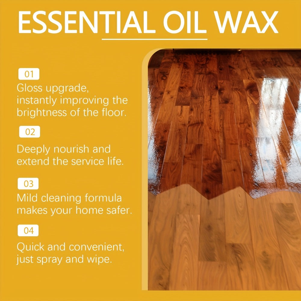 Wood Floor Beeswax Care Spray 4oz Hardwood Floor Cleaner Polish Scratch Repair 3-in-1 Aromatherapy Scent with Sponge and Towel for Hardwood Laminate Parquet