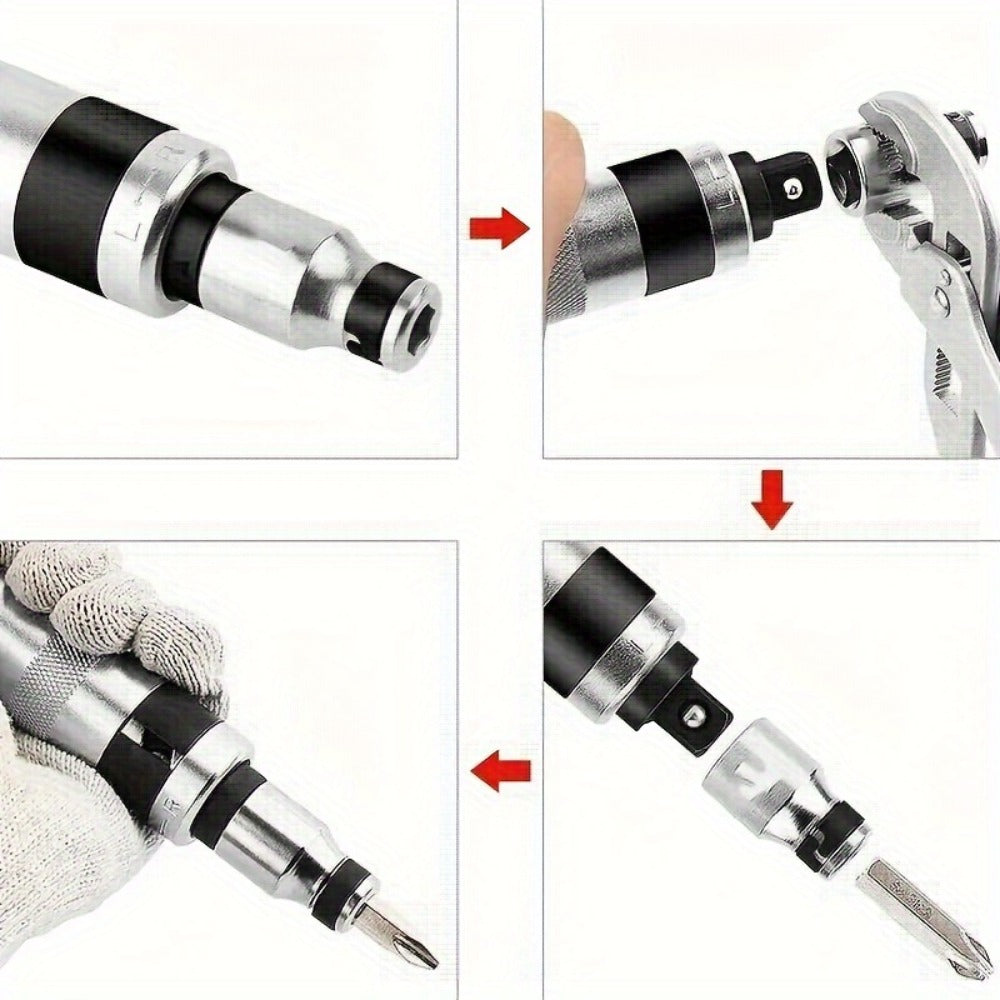 Impact Screwdriver Set 13-Piece ¨C Shock Screw Bits, Chisel Bits & Screw Extractor Remover Kit, Multifunctional Metal Shock Driver Tool Set for Stripped Screw Repair & DIY Use