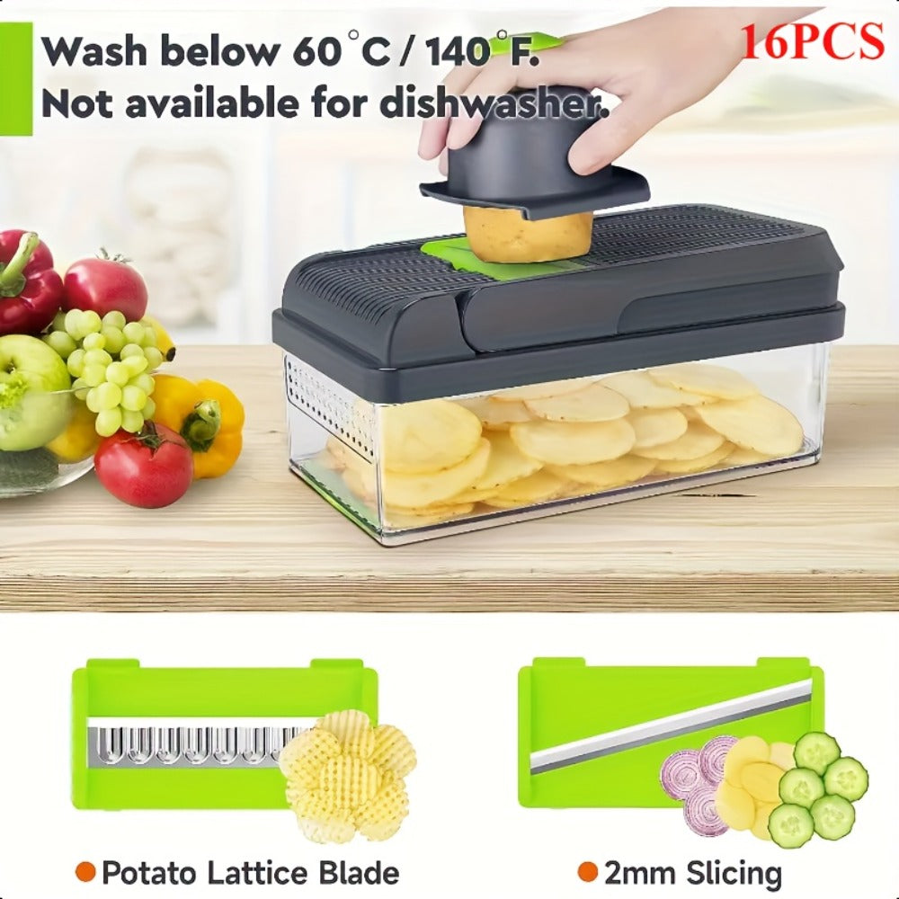 Vegetable Chopper Multifunctional Food Slicer Dicer Cutter 8 Blades Kitchen Tool Set