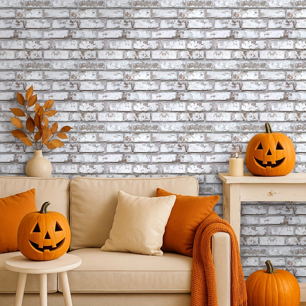 Peel and Stick Brick Wall Panels 3D Faux Brick Tiles 20 Sheets - Self-Adhesive PVC Realistic Texture, No Grout Needed, Waterproof & Heat Resistant for Kitchen Backsplash Fireplace Living Room Bedroom