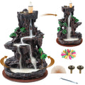 Backflow Incense Burner Waterfall Smoke Effect 2-Side Incense Holder with 120 Backflow Cones 30 Incense Sticks Aromatherapy Ornament for Home Decor Meditation Yoga Relaxation Stress Relief