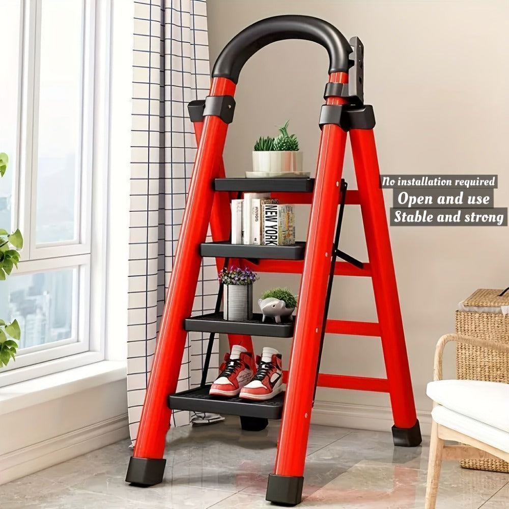 Portable Folding Step Ladder 3/4/5-Step, 500 lbs Weight Capacity, Heavy Duty Non-Slip Plastic Step Stool Ladder, Lightweight Foldable Ladder for Household, Kitchen, Office & Industrial Use