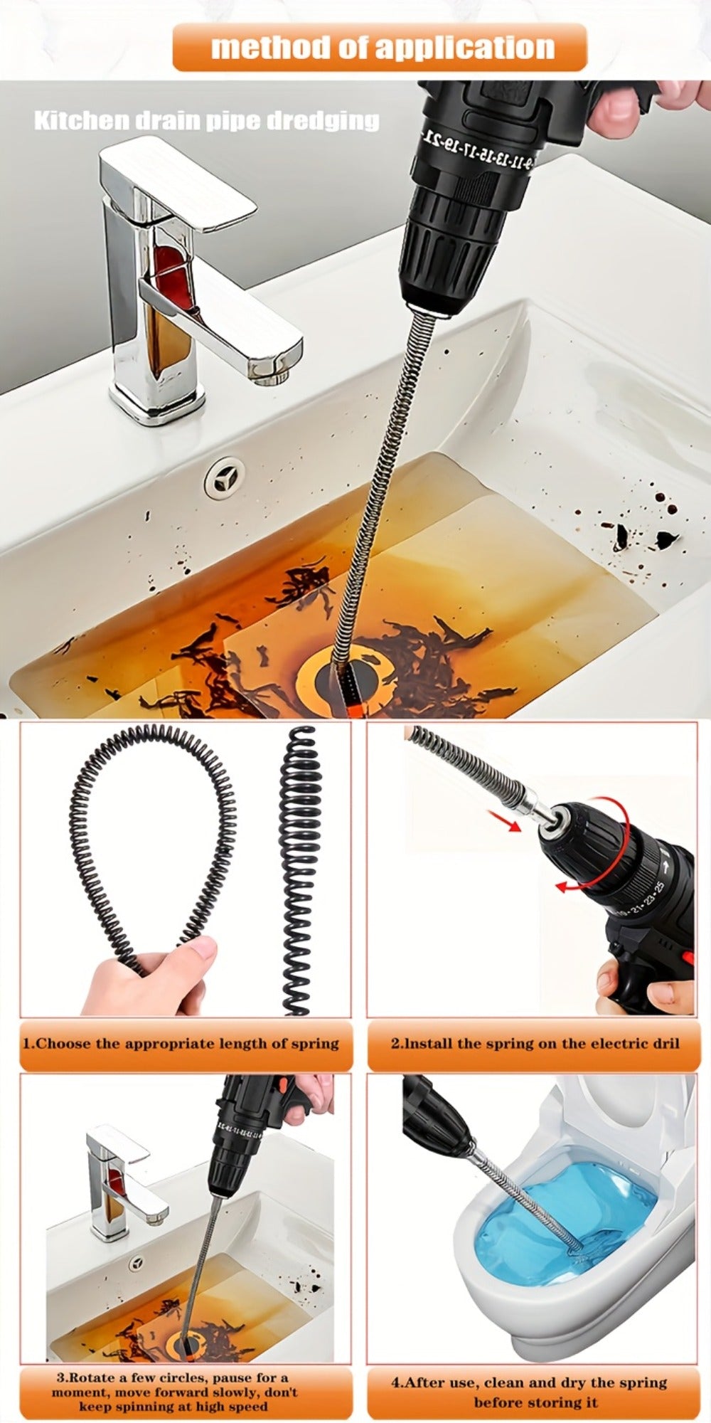 Drain Snake Pipe Unclogger 59 Inch Flexible Hair Clog Remover Tool for Sink, Toilet & Bathroom Drain ¨C Reusable Plumbing Snake Drain Cleaner, Easy to Use