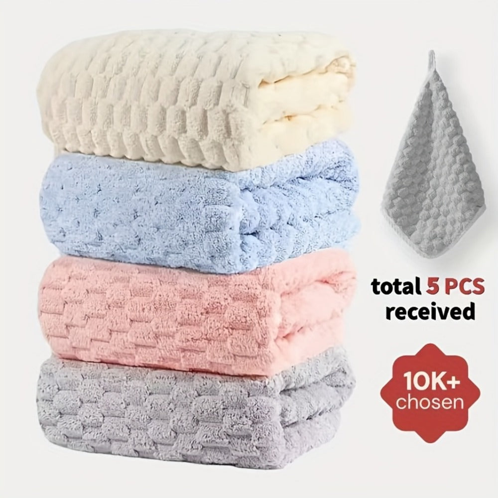 Waffle Weave Bath Towels Set 4 Pack or 8 Pack - Ultra Soft Super Absorbent Quick Dry Microfiber Moire Textured Towels | Spa Gym Travel Daily Use | Multi-Color Sets Gray Pink Blue Beige Gift Set
