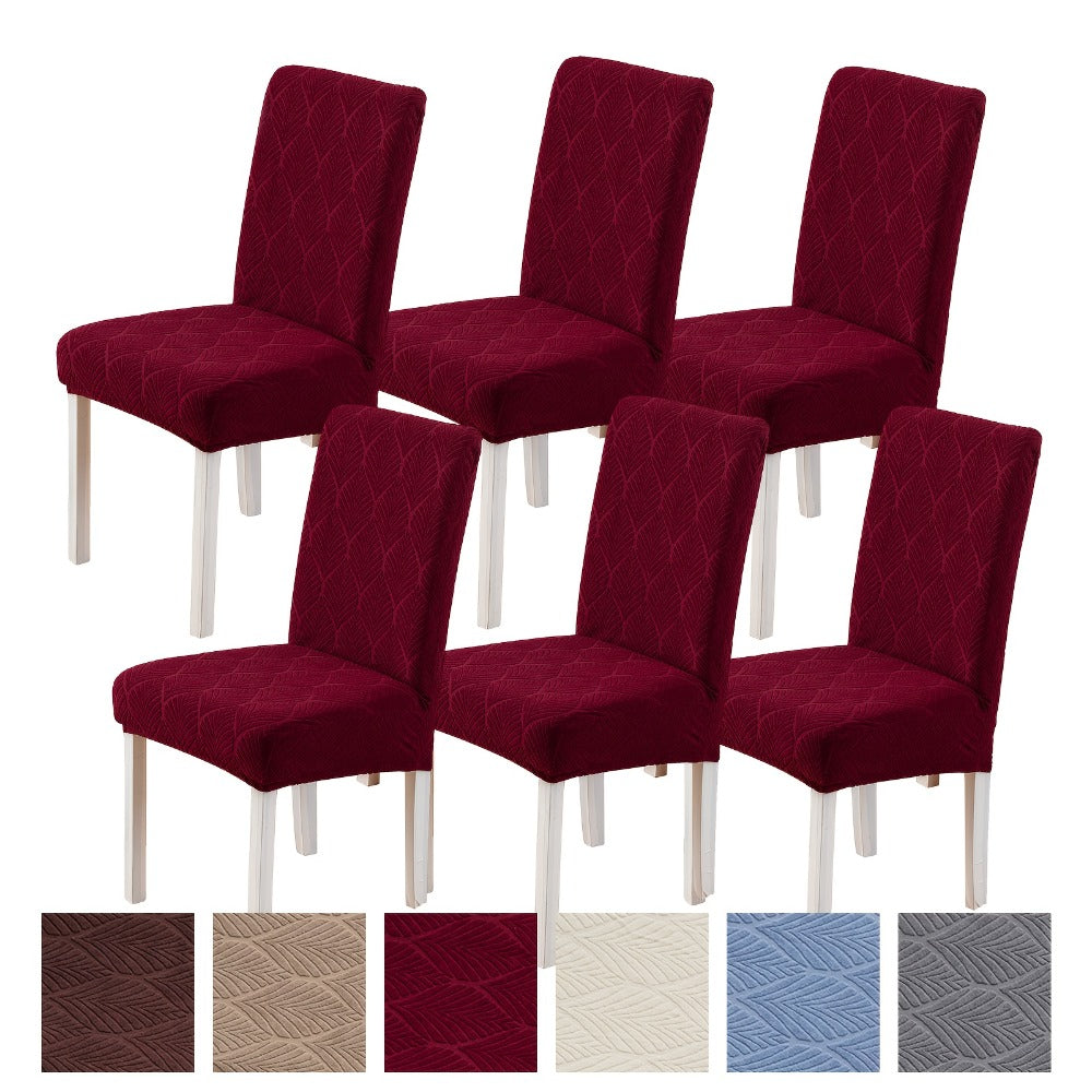 Dining Chair Covers 6pcs Waterproof - Stretch Polyester Spandex Elastic Slipcovers with Little Leaf Pattern, Machine Washable Pet-Friendly Chair Protectors for Home Restaurant