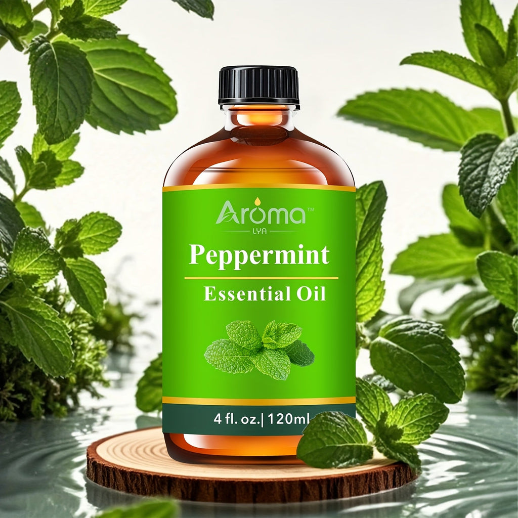 Peppermint Essential Oil 120ml 4oz Crisp Refreshing Mint Scent for Diffuser Candle Humidifier Car Air Freshener Home Decor Perfume Spray Aromatherapy with Ceramic Stone