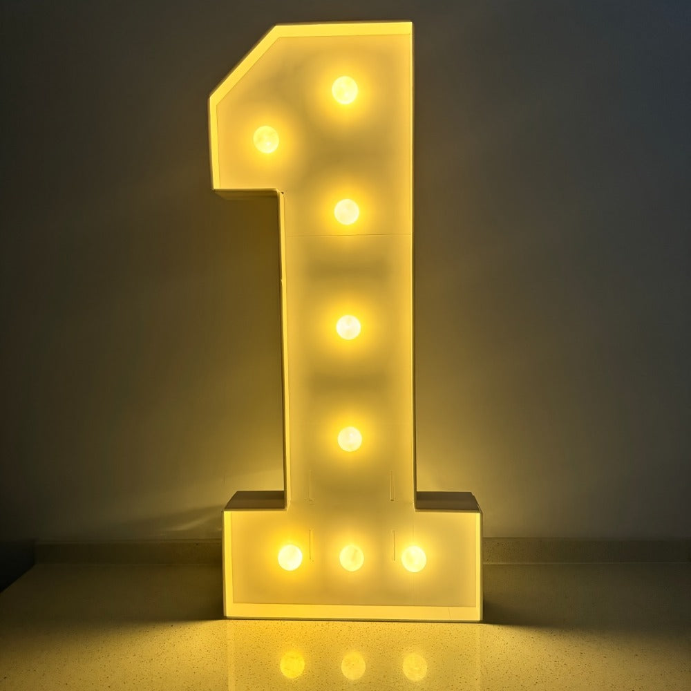 3ft Glowing Number Sign ¨C Warm White LED 3D KT Board 36 Inch Freestanding Party Decoration for Birthday Anniversary Wedding