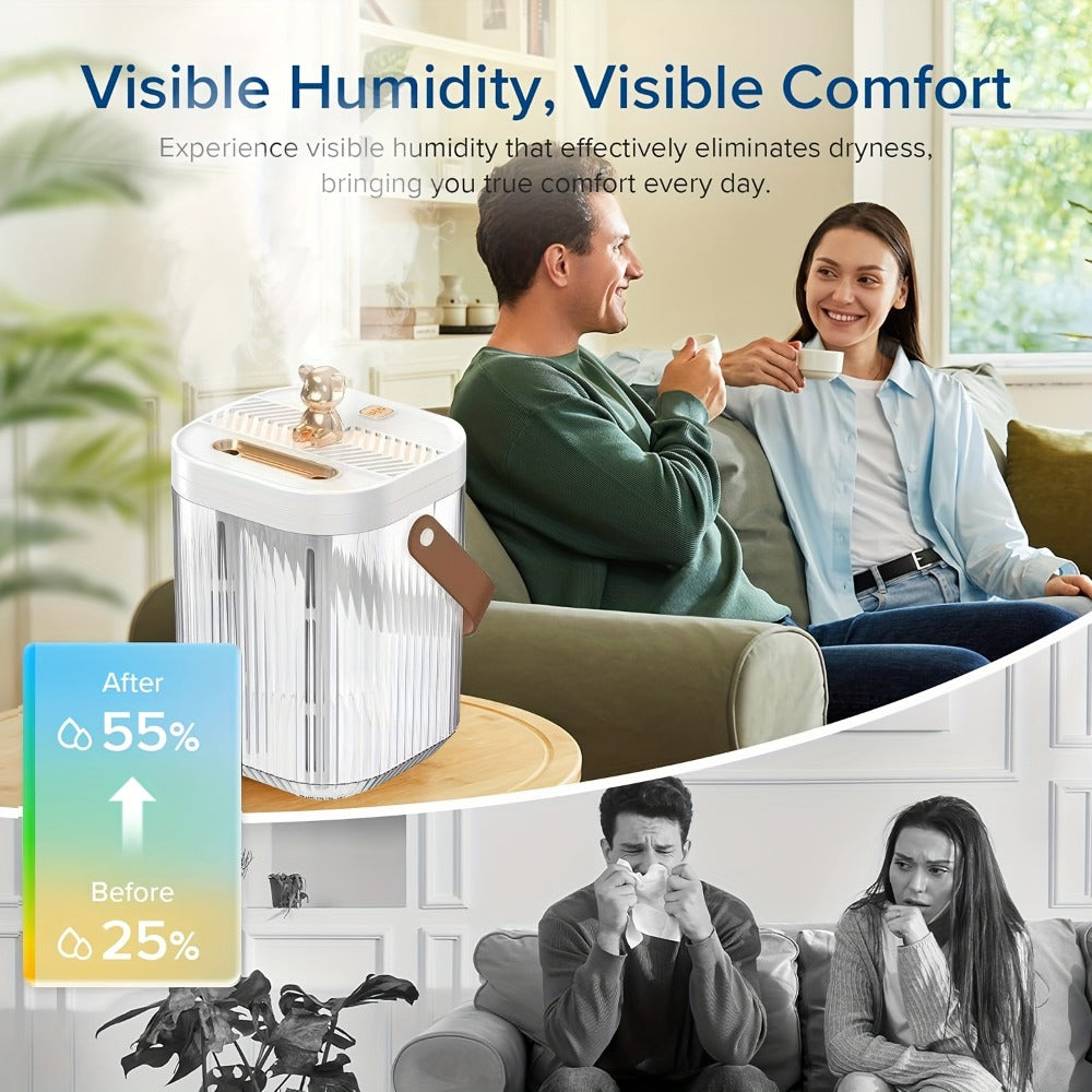 Large Humidifier 2L Smart 2-in-1 with Night Light ¨C Dual Nozzle, 3 Mist Modes, Auto Shut-Off, Dry Burn Protection, Silent Operation, Covers 215 Sq Ft, for Bedroom, Baby Room & Office (Green)