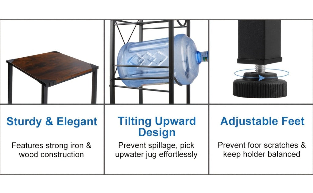 Water Jug Holder 5 Gallon 3-Tier Standing Shelf | Water Bottle Rack Organizer for Kitchen Office Living Room
